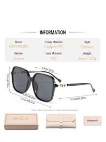 Verywork Verywork 1pc Square Classic New Vintage Ins Style Luxury Superior Quality Brand Design Women Fashion Eyeglasses Driving Shopping Golf Outdoor Travel Vacation Outfits Fashion Accessories For Summer Beach Vacation,Outdoor,Travel Shades Temple Decoration Elegant Style Oversized Square Frame