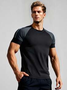 2025 Men's Quick-Drying Running T-Shirt, Ideal For Summer Outdoor Activities, Fitness, And Gym Workouts. It Features Breathable, Sweat-Wicking Fabric, A Street Fashion Design, High-Performance Material, UV Protection, A Lightweight And Comfortable Fit, And Is An Elastic, Cool-Touch, Quick-Drying Patterned T-Shirt. - Black - View 1