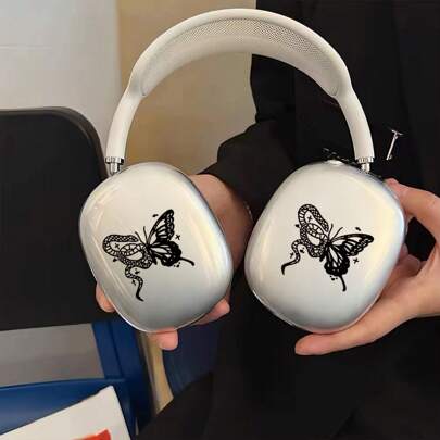 适用于 Max耳机的透明黑色蛇纹蝴蝶图案保护壳