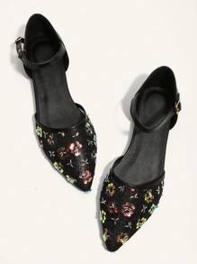 Damen Mode Pailletten Mesh Spitzschuh elegante Ballerinas