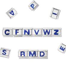 1 Peça Clássica de Cor Prateada Azul de 26 Letras de A a Z Links Italianos Pingente Adequado para Pulseira de Aço Inoxidável de 9mm, Acessório de Joalheria DIY
