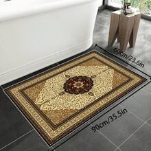 [Crystal Velvet 700g/㎡ Point-Printed Bottom, 5mm Thick] 1pc Bohemian Style Solid Color Area Rug, Soft Non-Slip Washable Carpet Suitable For Living Room, Bedroom, Kitchen, Office, Home Decor, Large Classroom Rug, Geometric Washable Rug