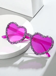 1pc Y2K Vintage Dopamine Rimless Heart-Shaped Crystal Studded Tear-Shaped Unique Fashion Fashion Glasses, Suitable For Weddings, Parties, Beach Activities And Outdoor Events For Summer Beach Vacation,Outdoor,Travel - Multicolor - View 2