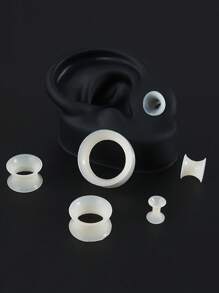 Pair Skin Thin Soft Flexible Ear Tunnels Double Flare Ear Plugs Flesh Tunnel Ear Gauge Expander Stretcher Earlets Earrings - As Shown - View 40