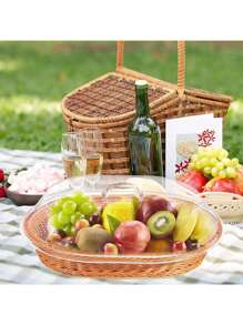 1 个 Faradabiao 葡萄藤面包篮，带透明亚克力盖 - 耐用、可清洗的食物托盘，用于盛放甜点和水果 - 非常适合厨房、野餐和家庭展示