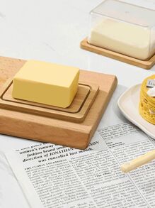1pc Butter Cheese Storage Container With Lid, Rectangular Butter Preservation Box, Dessert, Cake, Cheese Organizer