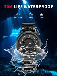 DOM 1pc Men's Watch, Advanced Technology Magnetic Waterproof Wristwatch, Mirrorless Steel Ball Arabic Numeral Scale Unique Time Display - Quartz Watches - View 7