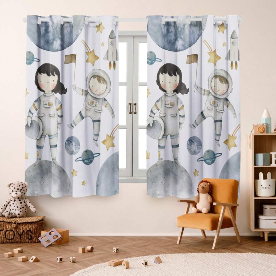 Children's Curtain Encantos 2.00 X 1.50 Decoration, Baby Room, Baby, Girl, Boy - 白色 - 查看 1