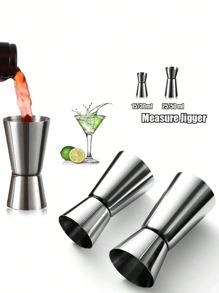 Juego de 4 piezas/1 pieza de doble dosificador de acero inoxidable grueso, taza medidora, taza de onzas para uso en bar, taza medidora de doble extremo, copa para cócteles, herramientas de cocina plateadas perfectas para fiesta, múltiples opciones de capacidad disponibles, regalo para el padre