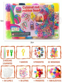 Colorful Silicone Hair Rubber Bands Kit Elastics For Making Bracelets Close Plastic Needle Elastic Case Kit For Making Bracelet - 彩色 - 查看 8