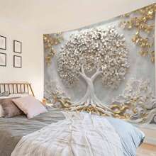 1 件 3D 浮雕树图案印花挂毯，现代涤纶方形装饰挂毯，适用于客厅和卧室装饰礼物生日毕业家居装饰墙壁装饰墙壁艺术海报家居装饰客厅挂毯适用于房间墙壁挂毯旗帜房间装饰用品