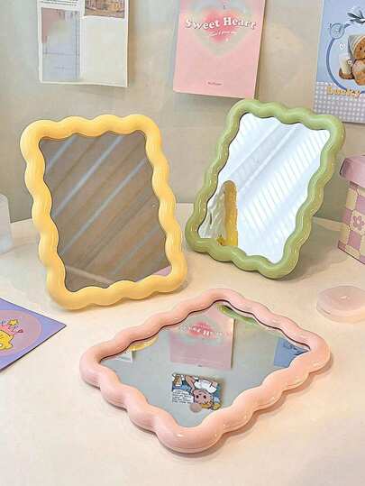 1 szt. Małe składane lustro do makijażu, przenośne lustro biurkowe Dopamina, 90-stopniowy regulowany uchwyt i montaż na ścianie, odpowiednie do sypialni lub podróży, idealne prezenty dla kobiet, matek i przyjaciółek, szkolny wystrój, szkolna niespodzianka, wystrój akademika, powrót do szkoły