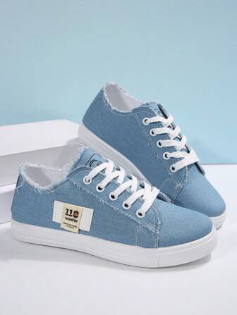 Women's Low Top Canvas Shoes With Thick Soles, Classic Comfortable Flat Fashion Sneakers For Casual Walking And Sports