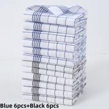 1/2/4/6/8/12 pièces Serviettes de cuisine ultra-douces, super absorbantes, à motifs carreaux et rayures, chiffons à vaisselle rouges / bleus / noirs, parfaits pour la maison et la salle à manger