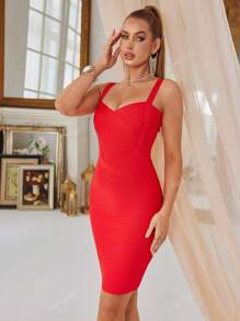 Bandage Bodycon Slip Dress, Evening Dress, Elegant Prom Semi Formal Dress, For Birthday, Graduation, Dinner, Homecoming, Party Dress, Wedding Guest Cocktail Dress