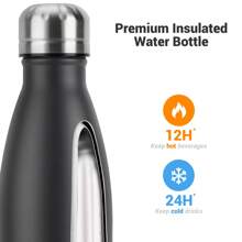 watersy 1 pièce Bouteille d'eau en acier inoxydable WATERSY, flacon isotherme de 17 oz/500 ml, bouteille d'eau en métal bleu gardant les boissons froides et chaudes, gourde de voyage pour l'école, la salle de sport, les déplacements et les sports