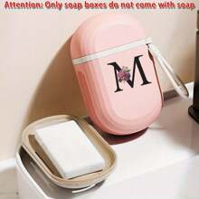 Personalizowana różowa mydelniczka, 26 pierwszych liter, spersonalizowana nazwa, szczelna pokrywka i tacka ociekowa, przenośny uchwyt do podróży, łazienka, kemping, kieszonkowe akcesorium do przechowywania