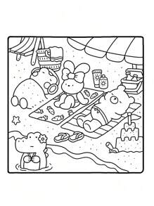 1pc Cozy Friends Coco Coloring Book Featuring Super Cute Animal Characters In Cozy Hygge Moments For Relaxation Children's Gifts, Cute Cartoon Coloring Books Gifts Toys For Girls And Boys Teen Kids Toys Wyo Colouring Book - Multicolor - View 7