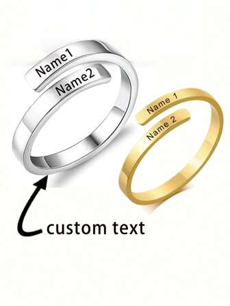 Skräddarsydd guld & silver öppen ring, lämplig för efternamnsanpassning, present till släktingar och vänner, mors dag present till mamma från dotter
