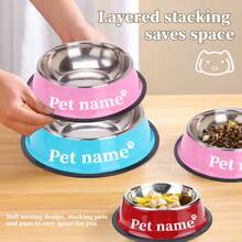 Comedero de acero inoxidable antideslizante personalizado para mascotas, cuenco individual para comida o agua de perros grandes o gatos, con grabado conmemorativo de mascota, suministros para gatos, ornamental, estiloso, de moda, colorido, vintage, lindo, compacto, cachorros, personalizado, único, personalizado, para aniversarios, para cumpleaños