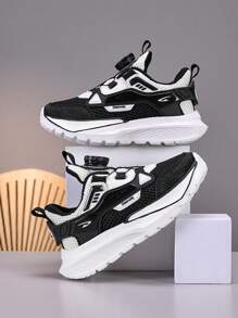 男童渐变色运动鞋，轻便篮球鞋，低帮织物鞋面，橡胶鞋底，EVA 鞋垫，圆头，带旋转扣闭合，适合 14 岁及以下儿童