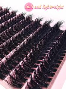 Miss Wink 180 件 100D 3D 效果手工睫毛延长，轻松 DIY，派对必备品，D 卷曲自然柔软浓密不遮瑕，超轻 10 排防水貂皮单簇立体贴合双眼持久节日妆容，适合外出派对，送给女性或女孩的礼物