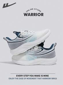 Warrior Fashionable Retro Men's Sports Shoes Spring And SummerLightweightComfortableBreathableRunning ShoesModest Style Casual Yet SleeksneakersApplicable Throughout The Yearwear-ResistingAll-Day WearTraining Sneakers Soft Sole Little White Shoes - White/Mist Blue - View 3