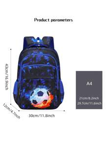 3pcs/Set Football Galaxy Printed Backpack, Large Capacity, Lightweight Casual Rucksack, Travel & School Bag - A - View 3
