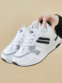 女士休闲运动鞋，白色新款春秋简约风格舒适都市时尚运动鞋，轻便透气个性休闲可爱复古优雅时尚日常度假户外徒步跑步防滑舒适简约 - 白色 - 查看 3