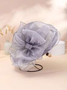 1pc Women Casual Elegant Polyester Mesh Breathable Solid Color Bow Decor Bucket Hat, Fashionable For Outing, Party, Daily Wear - Bow - View 4