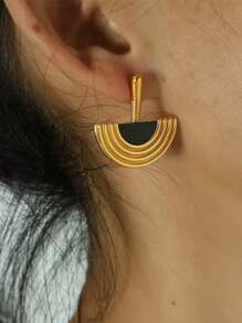 1 Pair Vintage Egyptian Style Black Gold Delicate Earrings, Unique Small Niche Retro Earrings, Light Luxury Earrings With Design Feel