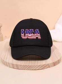 1pc Baseball Cap For Children, USA Print Breathable Sun Protection Hat Suitable For Fishing, Outdoor Activities