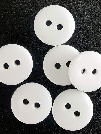  100pcs/Pack White Resin Buttons, Double-Sided Sewing Buttons, Suitable For Shirts, Home Textiles, Crafts, Clothing, Sewing Accessories