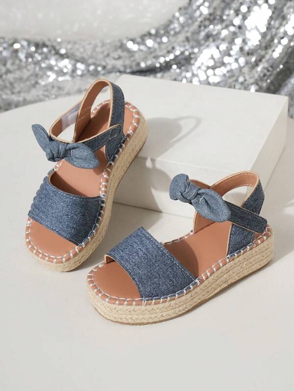 1 Pair Girls' Lightweight Thick-Sole Casual Hook And Loop-Strap Sandals, Suitable For Summer