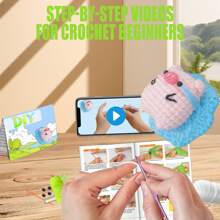 DIY Pig Crochet Set Suitable For Starters Who Are New To Crochet Craft Decor With Step-By-Step Instructions Handmade Crochet Knitting Kit Suitable For Doll Gifts, Stress Relief, Knitting Learning. Crochet Material Kit For DIY Beginner Gift With Complete Material Package