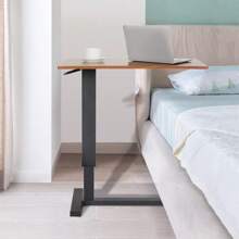 Overbed Bedside Table With Rolling Wheels 80x40x89.5cm C Shape Side Table Adjustable Height Hospital Bed End Table Sofa Large Laptop Side Table For Couch Living Room Multiple Uses - SilverOrGray1 - View 2