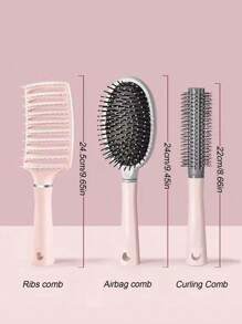 1 套发刷套装 - 1 件弧形头部按摩刷 + 1 件梳子刷 + 1 件卷发刷 + 1 件带气垫的清洁刷和塑料卷发梳发叉、发刷、梳子、美发工具、美发产品及理发沙龙美容旅行必需品配件 - 彩色 - 查看 10