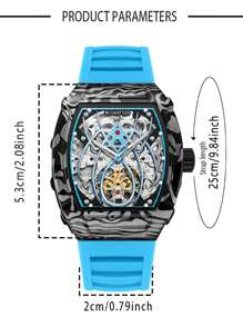 MUSANFIGO MUSANFIGO Luxury Men's Hollowed Out Automatic Mechanical Watch, Wine Barrel Shaped Luminous Sports Men's Watch