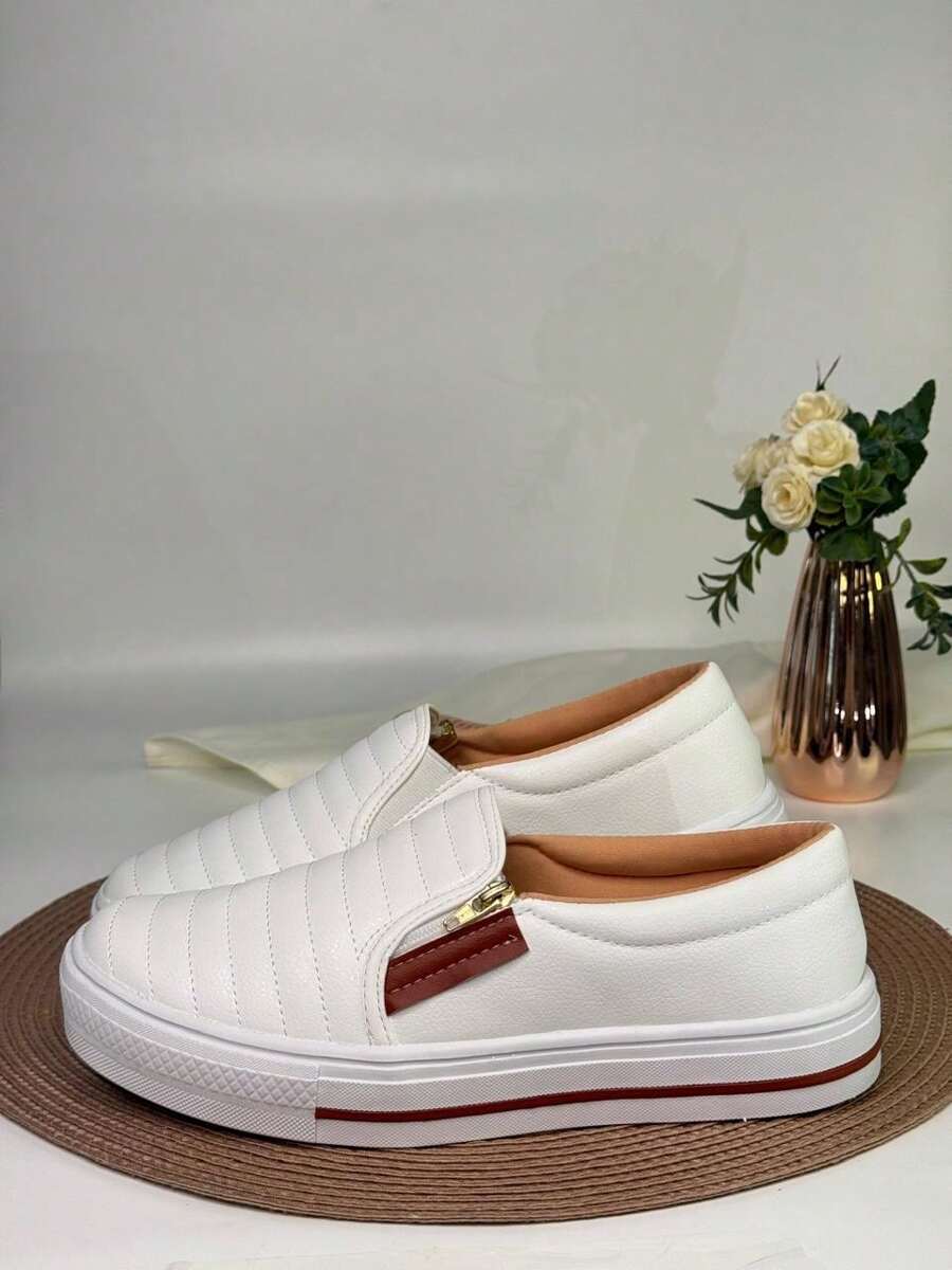 Hospital Shoes Women's Sneakers Slip On Casual Shoes With Zipper Comfortable Immediate Shipping - trắng - Xem 1