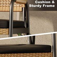 GOCAPTAIN Patio Wicker Chairs Set Of 2, Balcony Rattan Chairs With Metal Frame & Square Pattern Design For Outdoor, Lawn, Deck, Porch, Balcony, Backyard And Garden