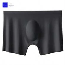 1pc Mens Boxers Shorts Ice Silk Men Panties Seamless Underwear Man Underpants Panties Male Antibacterial Breathable Briefs - 黑色 - 查看 1