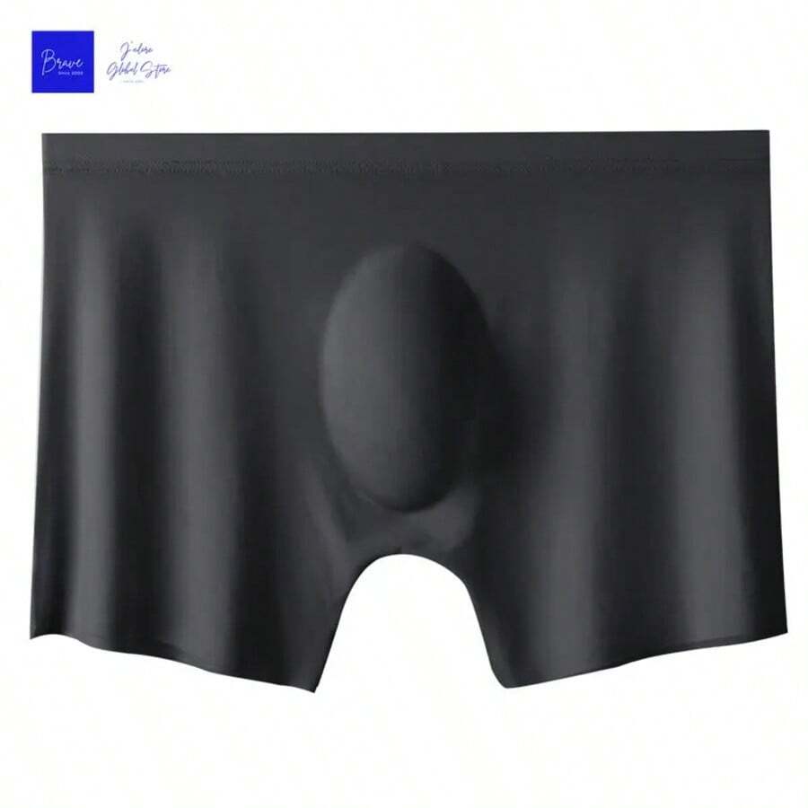 1pc Mens Boxers Shorts Ice Silk Men Panties Seamless Underwear Man Underpants Panties Male Antibacterial Breathable Briefs - 黑色 - 查看 1