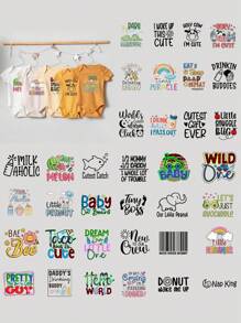 3/6/12/30/36 Sheets Baby Shower Decorations,Baby Iron On Patches For Clothes,Funny Shower Games Dtf Transfers Ready To Press Decorating Kit For DIY Crafts - Multicolor - View 17