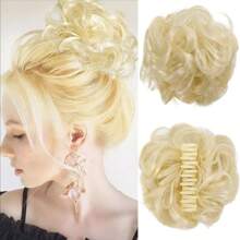 Hair Bun Extensions For Women Claw Clip Messy Bun Hair Piece Wavy Curly Messy Hair Bun Clip In Claw Chignon Hairpieces Synthetic Messy Bun Hair Extensions Scrunchie For Girls