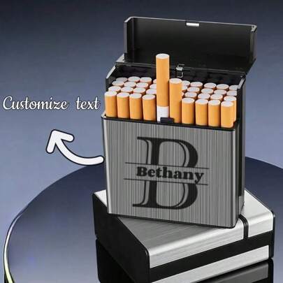 1pc Customized High Capacity 40 Cigarette Case, Personalized Alloy Cigarette Box Gift For Lover, Family, Friends