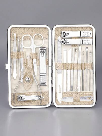 19pcs Nail Care Set, Stainless Steel Nail Clippers, Ear Pick, Manicure Tools For Home Use