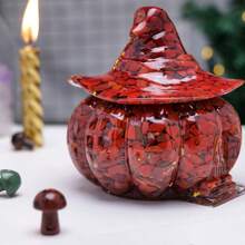 1PC Natural Crystal Gravel Pumpkin House Statue Dropper Resin Reiki Stone Fengshui Halloween Gift Witch Candy Box Home Decoration