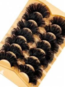 7 Pairs 25mm 9D Thick Faux Mink Eyelashes, Dramatic Long Thick Wispy Fluffy Cat Eye False Lashes, Reusable Mink Look Extension Faux Mink Lash - 濃密款 - 查看 4