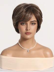 时尚 8 英寸白色挑染卷发合成假发：外观自然且耐热，适合派对角色扮演日常使用