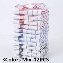 1/2/4/6/8/12 pièces Serviettes de cuisine ultra-douces, super absorbantes, à motifs carreaux et rayures, chiffons à vaisselle rouges / bleus / noirs, parfaits pour la maison et la salle à manger